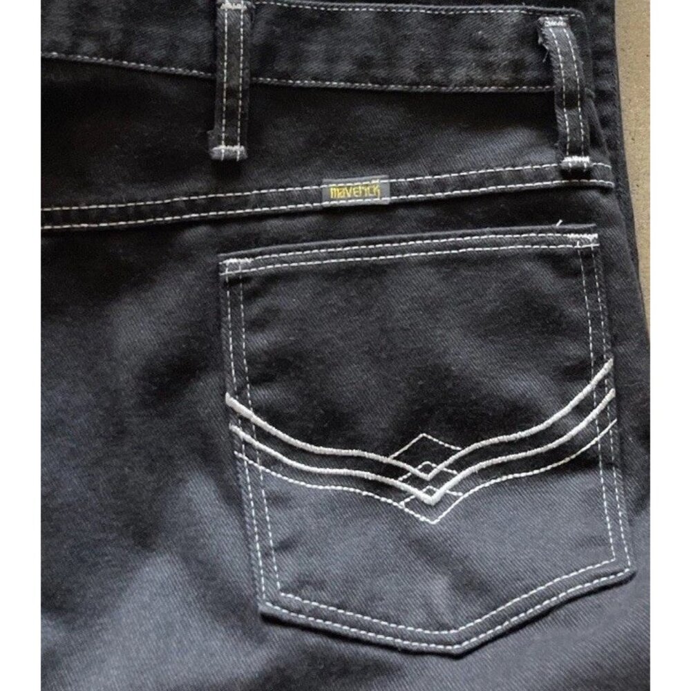 Vintage Maverick Mens Black Embroidered Jeans Mens Sz 42 Made USA Baggy Pants - Picture 12 of 16
